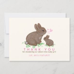 Adorable Bunnies Hearts Girl Babydusche Danke