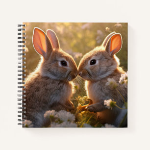 Adorable Bunnies im Frühlingswiese-Design Notizbuch