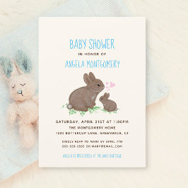 Adorable Bunnies mit Hearts Boy Baby Dusche Einladung