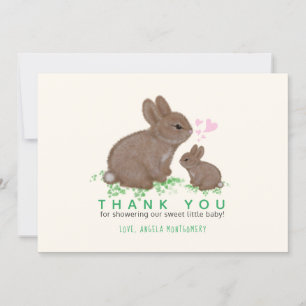 Adorable Bunnies und Hearts Baby Dusche Vielen Dan Dankeskarte