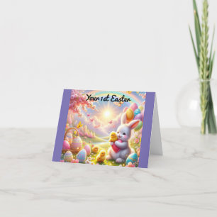 Adorable Bunny 1ère carte de vacances de Pâques