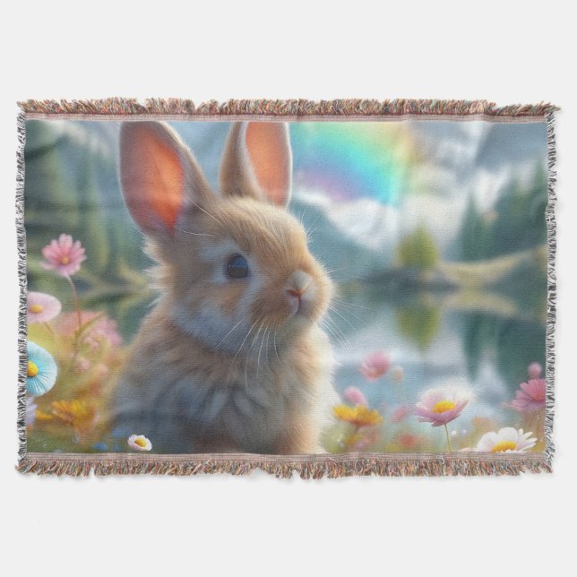 Adorable Bunny an einem verzauberten See Decke (Vorderseite)