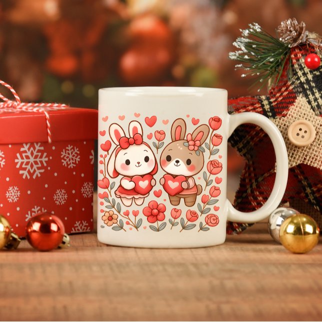 Adorable Bunny Couple Love Mug (Créateur téléchargé)