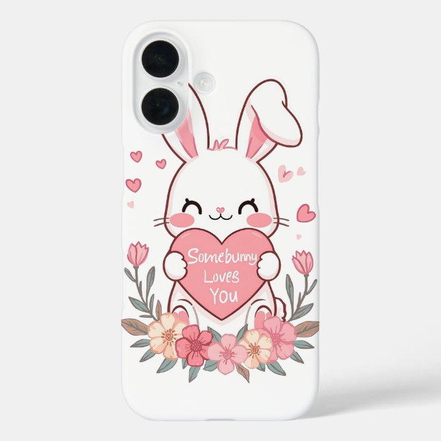 Adorable Bunny mit Liebe Herz iPhone 16 Hülle (Rückseite)