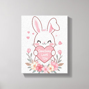 Adorable Bunny mit Liebe Herz Leinwanddruck