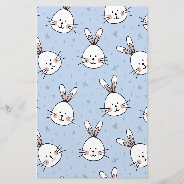 Adorable Bunny Rabbit Muster Briefpapier (Vorderseite)