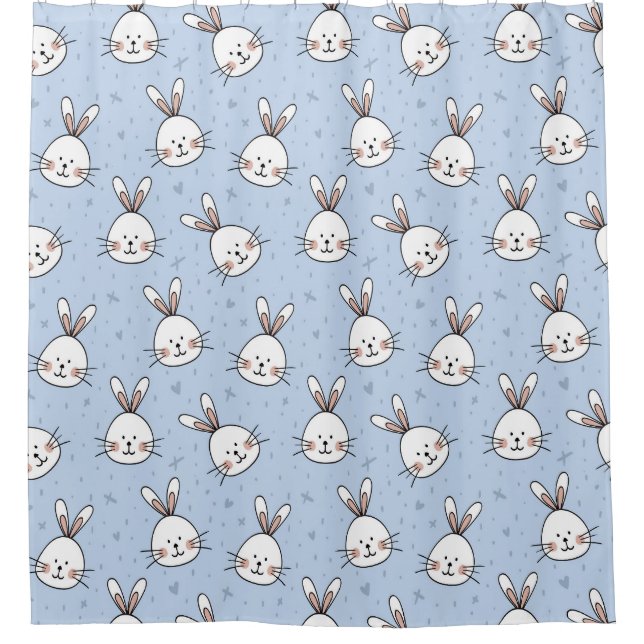 Adorable Bunny Rabbit Muster Duschvorhang (Vorderseite)