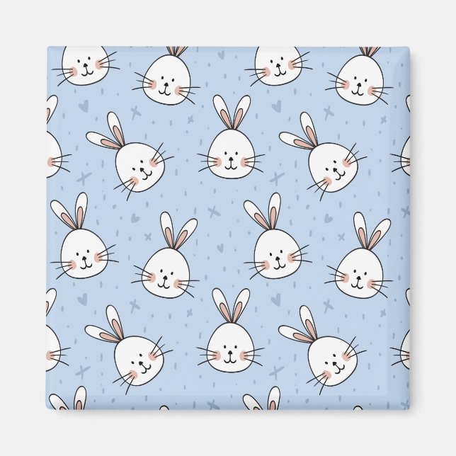 Adorable Bunny Rabbit Muster Magnet (Vorne)