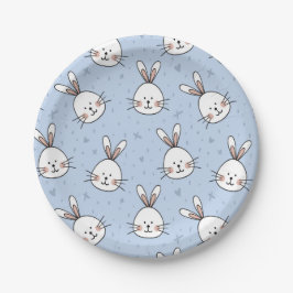 Adorable Bunny Rabbit Muster Pappteller