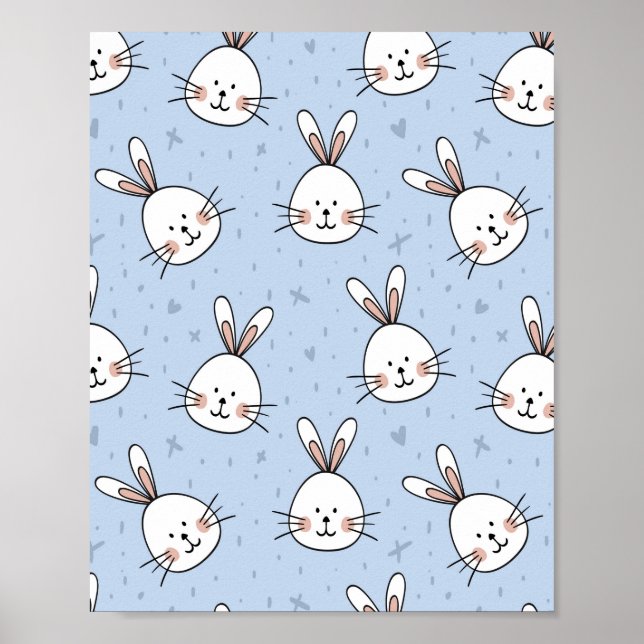 Adorable Bunny Rabbit Muster Poster (Vorne)
