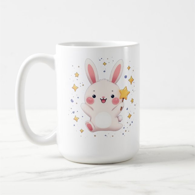 Adorable Bunny Star Mug Kawaii Animal Coffee Cup (Gauche)
