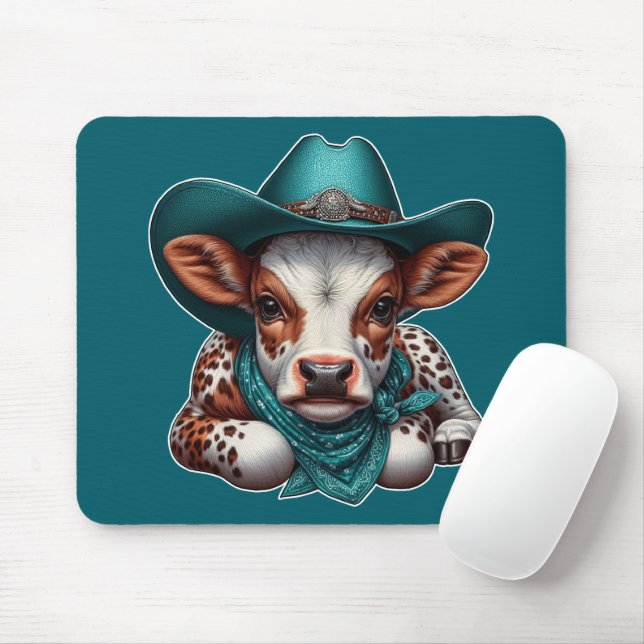 Adorable Cala in Cowboy Hat und Bandana Mousepad (Mit Mouse)