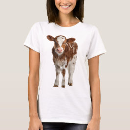 Adorable Calf Portrait on Burlap T-Shirt