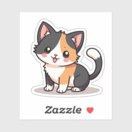 Adorable Calico Cat - Kawaii Anime Style Aufkleber
