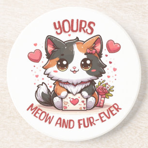 Adorable Calico Cat Valentinstag Getränkeuntersetzer