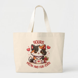 Adorable Calico Cat Valentinstag Jumbo Stoffbeutel