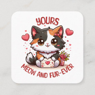 Adorable Calico Cat Valentinstag Quadratische Visitenkarte