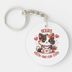 Adorable Calico Cat Valentinstag Schlüsselanhänger