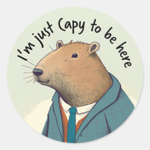 Adorable Capybara Tweed Anzug Rundaufkleber Runder Aufkleber