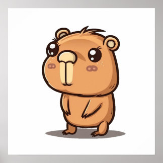 Adorable Capybara zeichnend Poster
