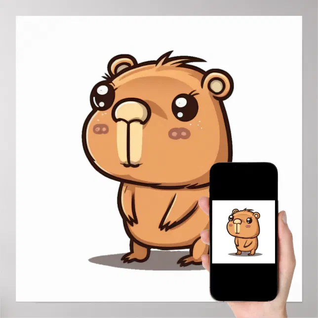 Adorable Capybara zeichnend Poster