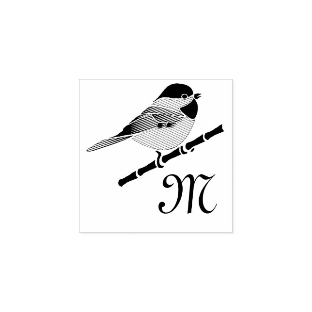Adorable Carolina Chickadee Cartoon Gummistempel (Prägung)