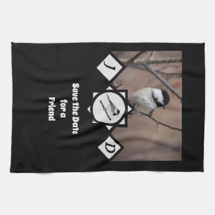 Adorable Carolina Chickadee Monogramm Foto Geschirrtuch