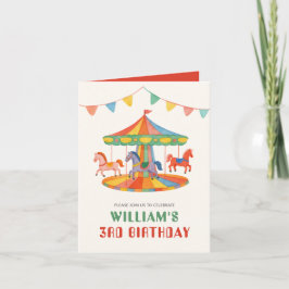 Adorable Carousel Geburtstag geklappt Einladung