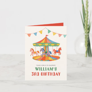 Adorable Carousel Geburtstag geklappt Einladung