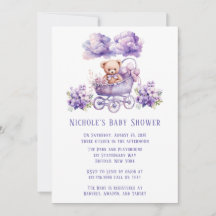 Adorable Carriage Teddy Bear Girl Babydusche