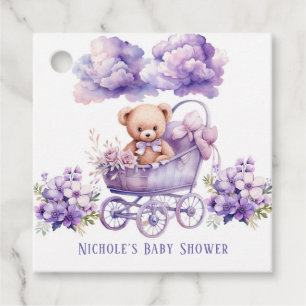 Adorable Carriage Teddy Bear Girl Babydusche Geschenkanhänger
