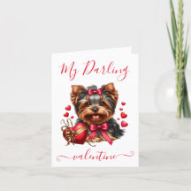 Adorable carte de la Saint-Valentin pour Yorkie