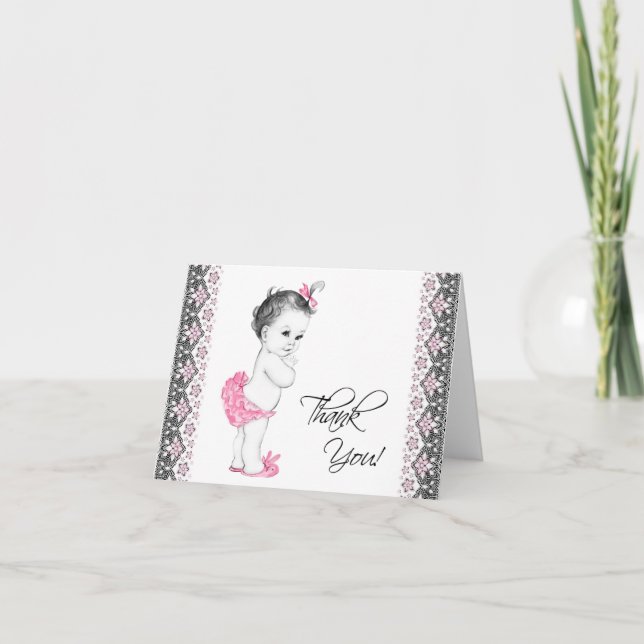 Adorable Carte de remerciements Baby shower rose e (Devant)