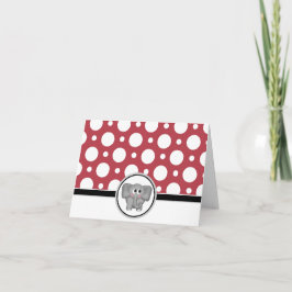 Adorable carte éléphante personnalisée Red Polka D