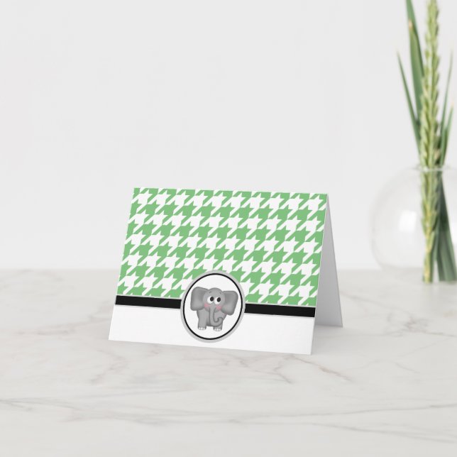 Adorable carte éléphante verte personnalisée Carte (Devant)
