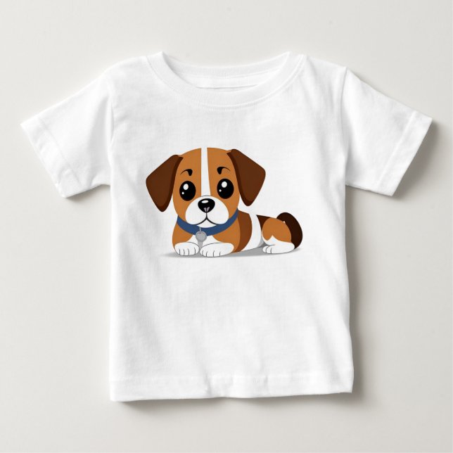 Adorable Cartoon Beagle Welpe herunterspielen Baby T-shirt (Vorderseite)