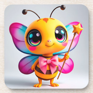 Adorable Cartoon Bee Fairy Getränkeuntersetzer