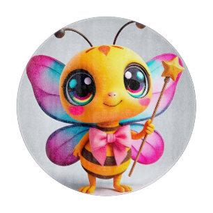 Adorable Cartoon Bee Fairy Schneidebrett