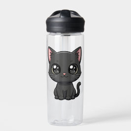 Adorable Cartoon Black Cat Trinkflasche
