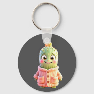Adorable Cartoon Cactus Character Schlüsselanhänger