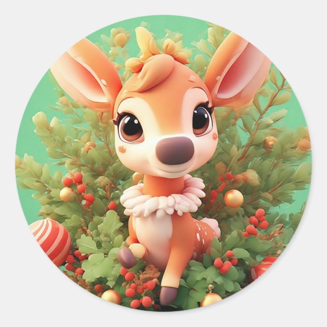 Adorable Cartoon Dei im Festlichen Runder Aufkleber (Vorderseite)
