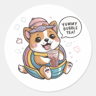 Adorable Cartoon Dog: Gemütlicher Kawaii Vibes Runder Aufkleber