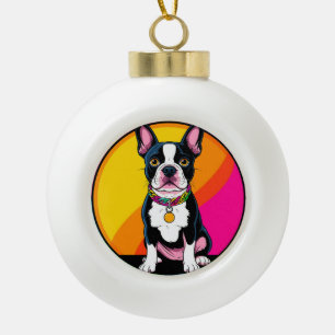 Adorable Cartoon Dog Keramik Kugel-Ornament