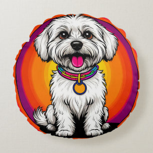 Adorable Cartoon Dog Tragen einer Kette Rundes Kissen