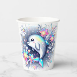 Adorable Cartoon Dolphin Babydusche Pappbecher
