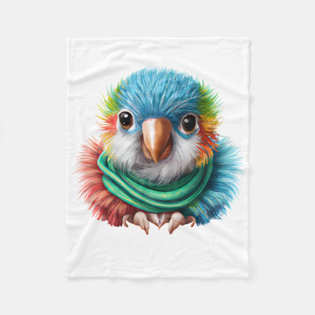 Adorable Cartoon Fluffy Happy Baby Parrot Fleecedecke (Vorderseite)