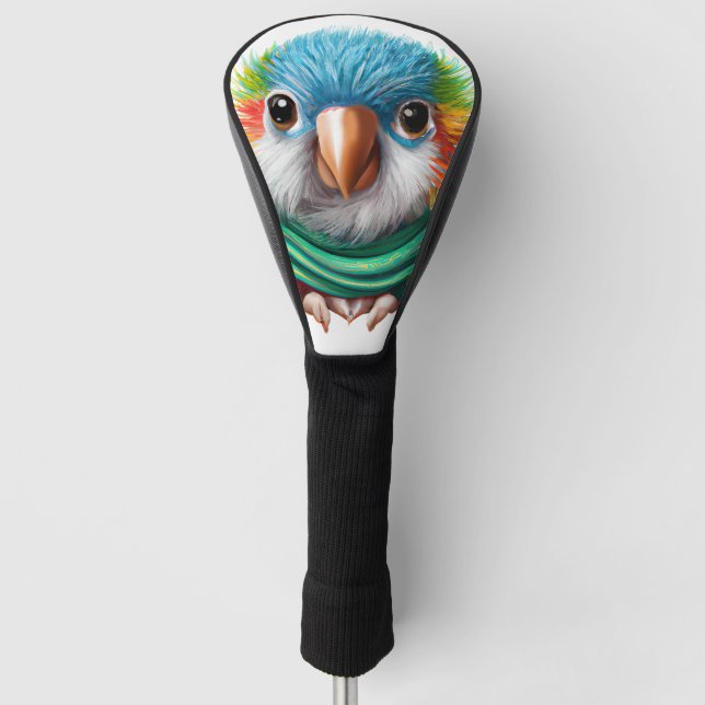 Adorable Cartoon Fluffy Happy Baby Parrot Golf Headcover (Vorderseite)