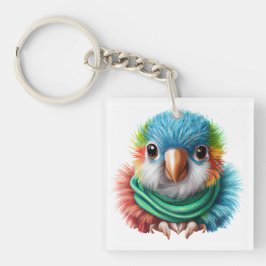Adorable Cartoon Fluffy Happy Baby Parrot Schlüsselanhänger