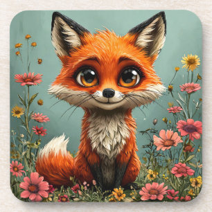 Adorable Cartoon Fox Getränkeuntersetzer