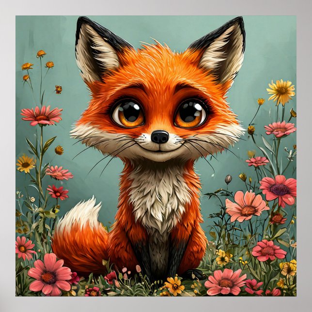 Adorable Cartoon Fox Poster (Vorne)